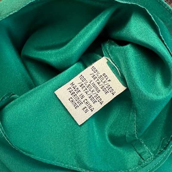 TIBI | NWOT Green Silk Racerback Tank Top Blouse w Neck Detail Size 2 lined - Picture 6 of 7